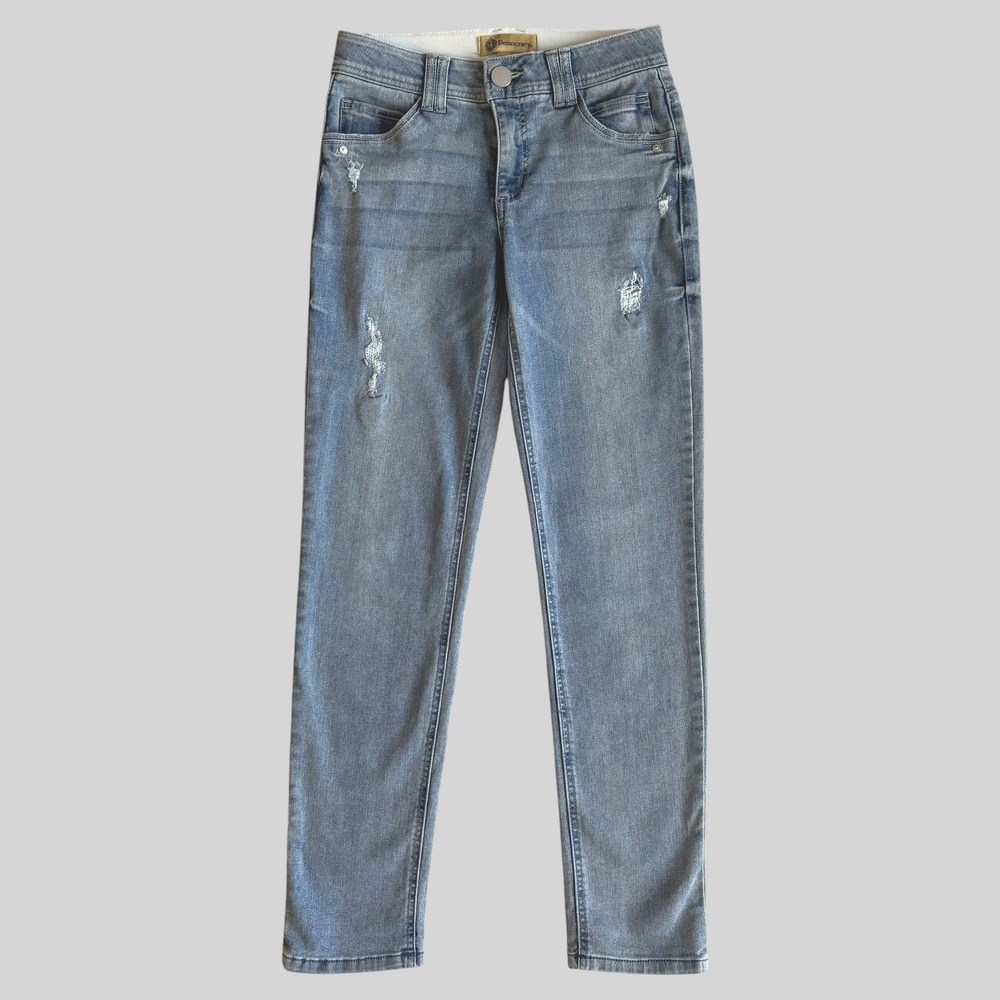 Democracy Ab Solution Light Wash Distressed Skinny Jeans Blue Sz 6 Indie bodycon